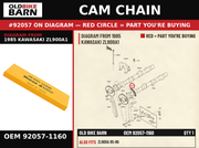 CHAIN,CAMSHAFT OEM 92057-1160 diagram #92057 from 1985 KAWASAKI ZL900A1 | Old Bike Barn