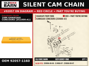 CHAIN,CAMSHAFT OEM 92057-1160 diagram #92057 from 1986 KAWASAKI CONCOURS (ZG1000-A1) | Old Bike Barn