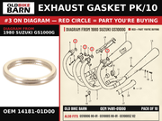 EXHAUST GASKET PK/10 OEM 14181-01D00 diagram #3 from 1980 SUZUKI GS1000G | Old Bike Barn