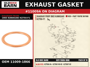 EXHAUST GASKET OEM 11009-1866 diagram #11009A from 1983 KAWASAKI KZ750-F1 | Old Bike Barn