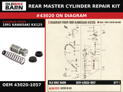 REAR MASTER CYLINDER REPAIR KIT OEM 43020-1057 diagram #43020 from 1991 KAWASAKI KX125 | Old Bike Barn