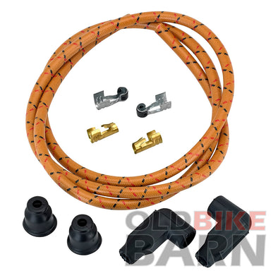 8mm Suppression Core Cloth Spark Plug Wire Sets - Oak with Red & Black Tracers