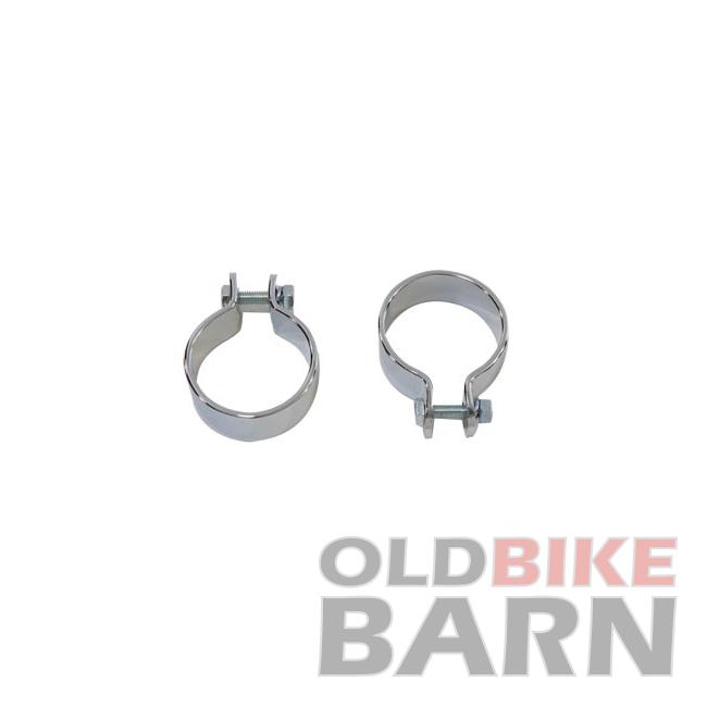 Chrome 1-3/4 Muffler End Clamp Set – Old Bike Barn