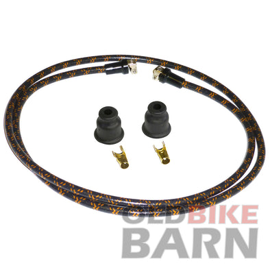 7mm Cloth Spark Plug Wire Kit - Black with Orange Tracers
