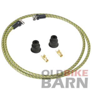 7mm Cloth Spark Plug Wire Kit - Green with Yellow Tracers