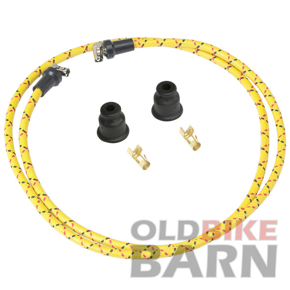 7mm Cloth Spark Plug Wire Kit - Yellow with Black & Red Tracers